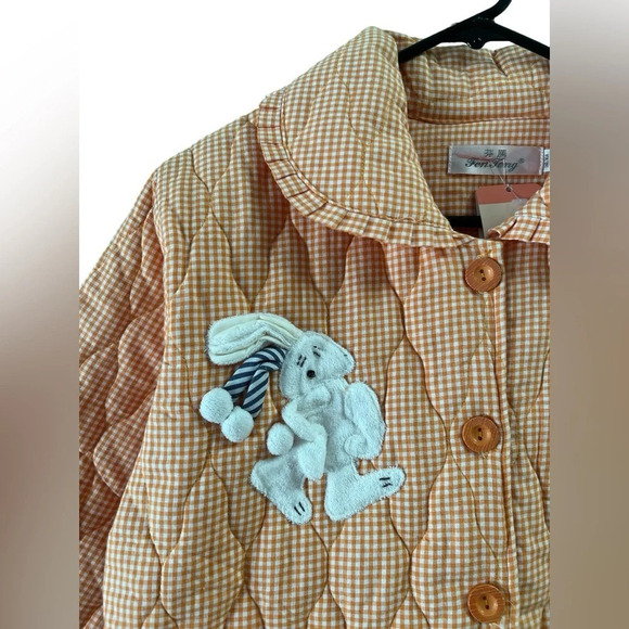Vintage quilted plaid orange bunny jacket - Picture 3 of 6